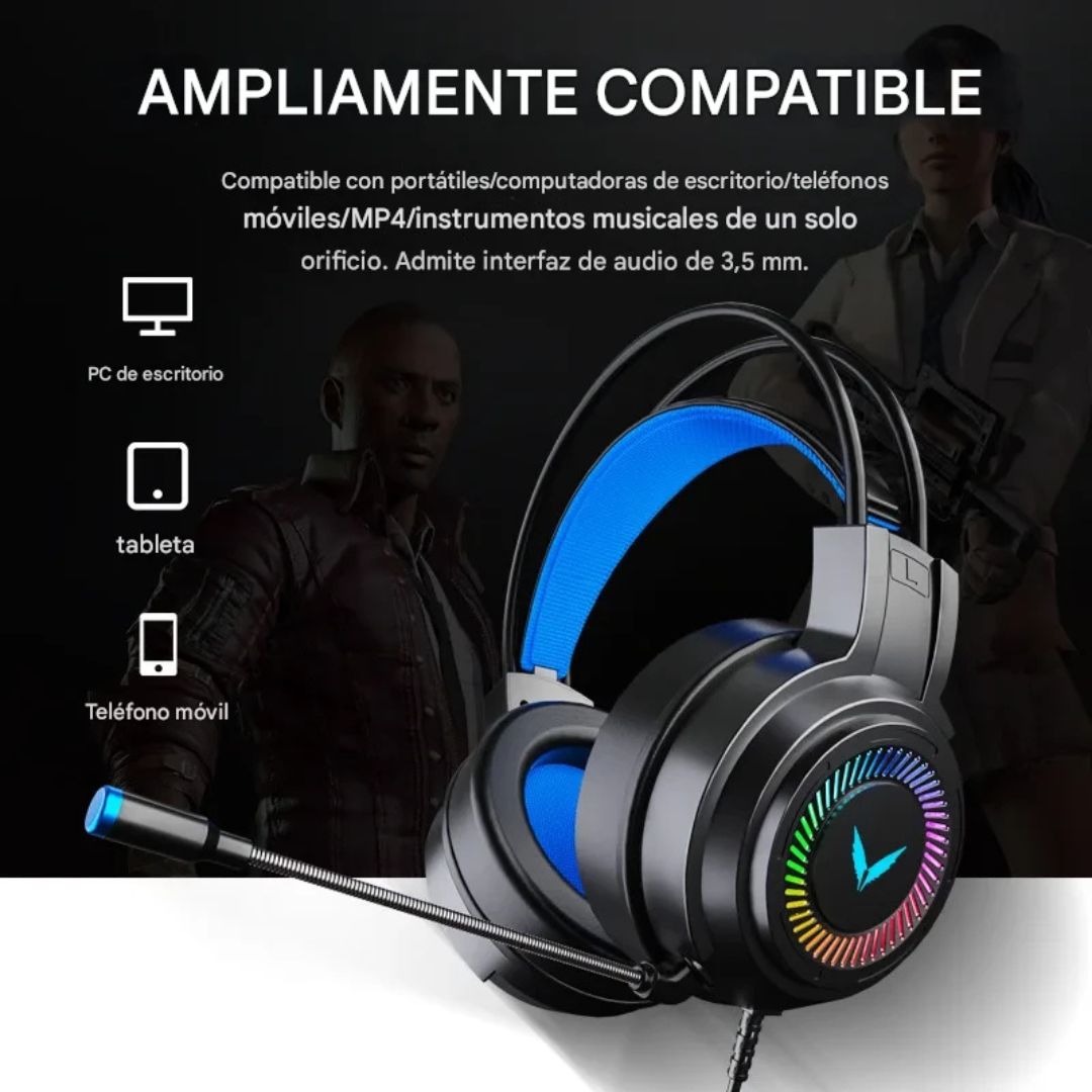 Auriculares Gamer G58/G60 – Sonido 7.1 Estéreo Virtual con LED