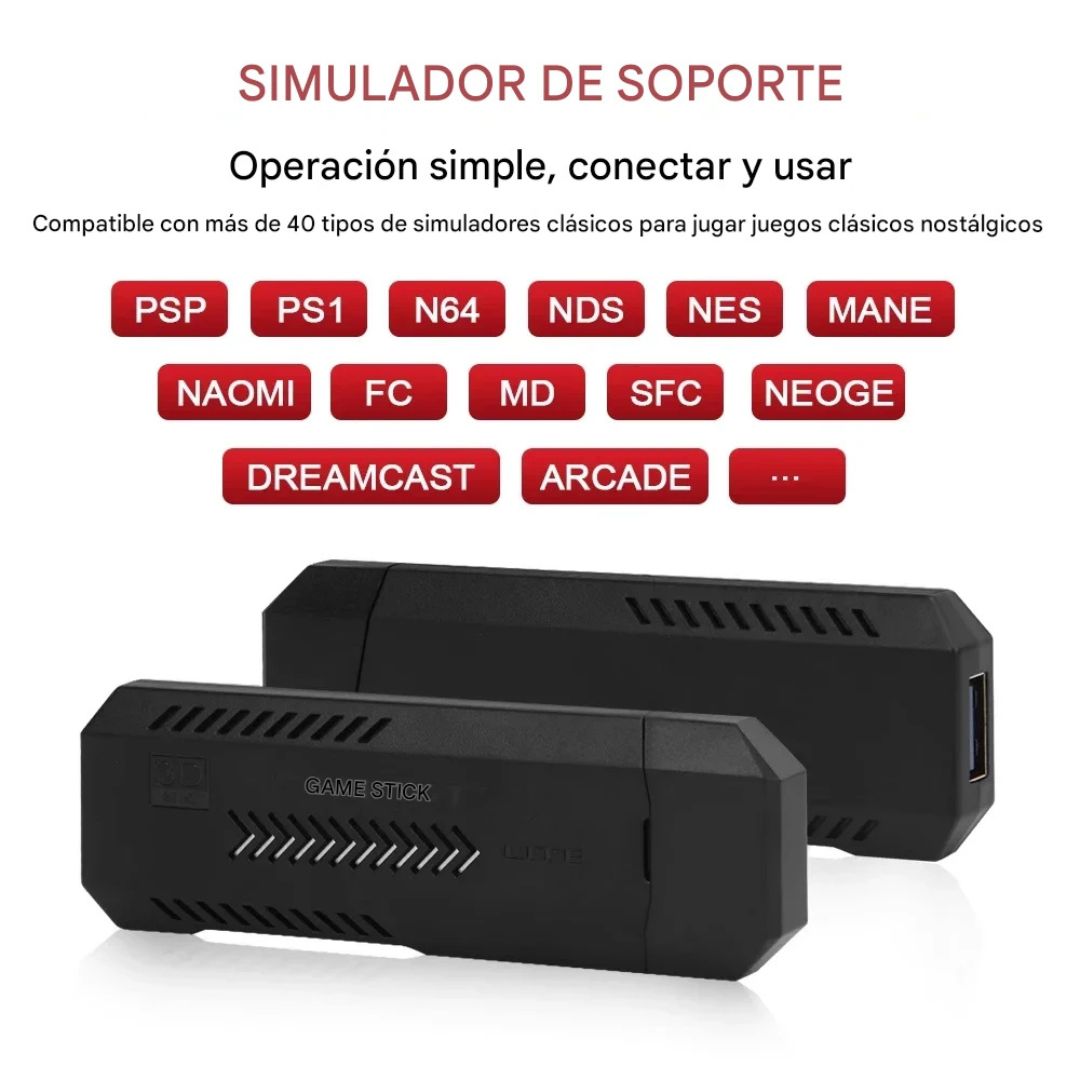 GD10 Plus Game Stick 4K HD – 58.000 Juegos Retro