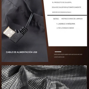 Chaqueta Calefactora Eléctrica Unisex con Tecnología de Grafeno – 9 Zonas de Calor