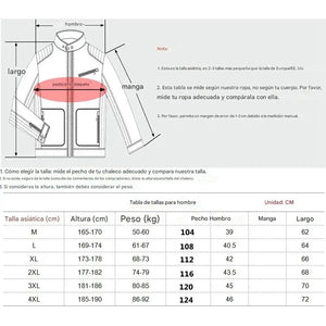 Chaqueta Calefactora Eléctrica Unisex con Tecnología de Grafeno – 9 Zonas de Calor