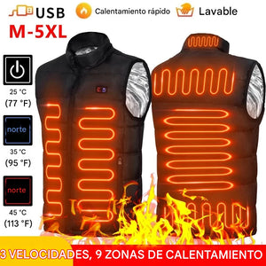 Chaqueta Calefactora Eléctrica Unisex con Tecnología de Grafeno – 9 Zonas de Calor