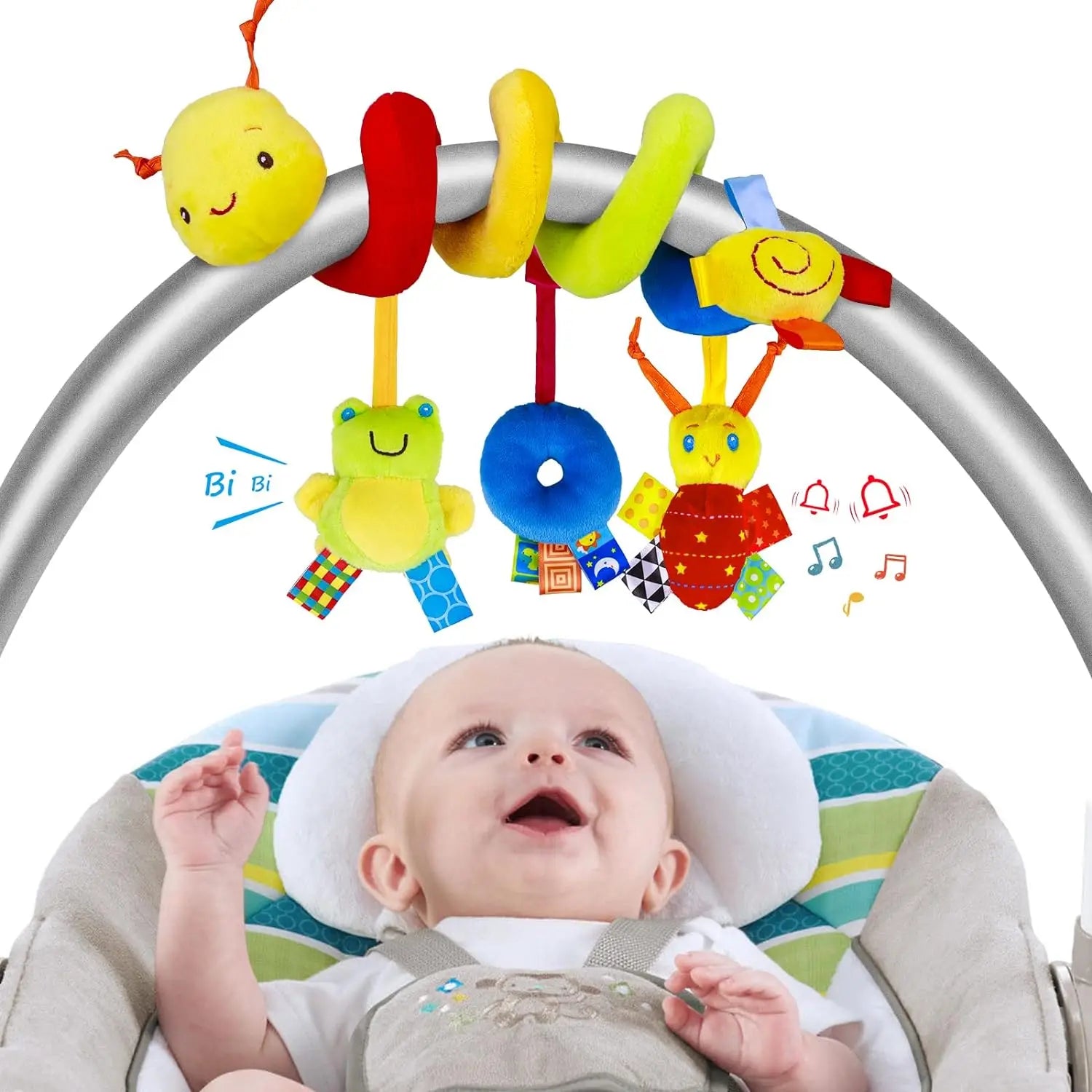 SpiraPlay™ – Juguete Sensorial en Espiral para Asiento de Coche y Cochecito