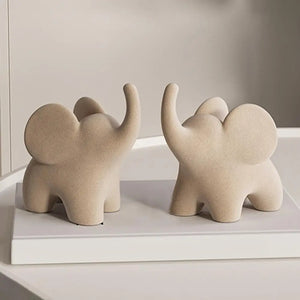 ELEVA™ – Escultura Decorativa de Elefante en Resina Flock Blanca